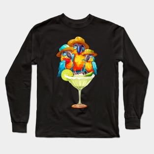 Parrots Drinking Margarita Long Sleeve T-Shirt